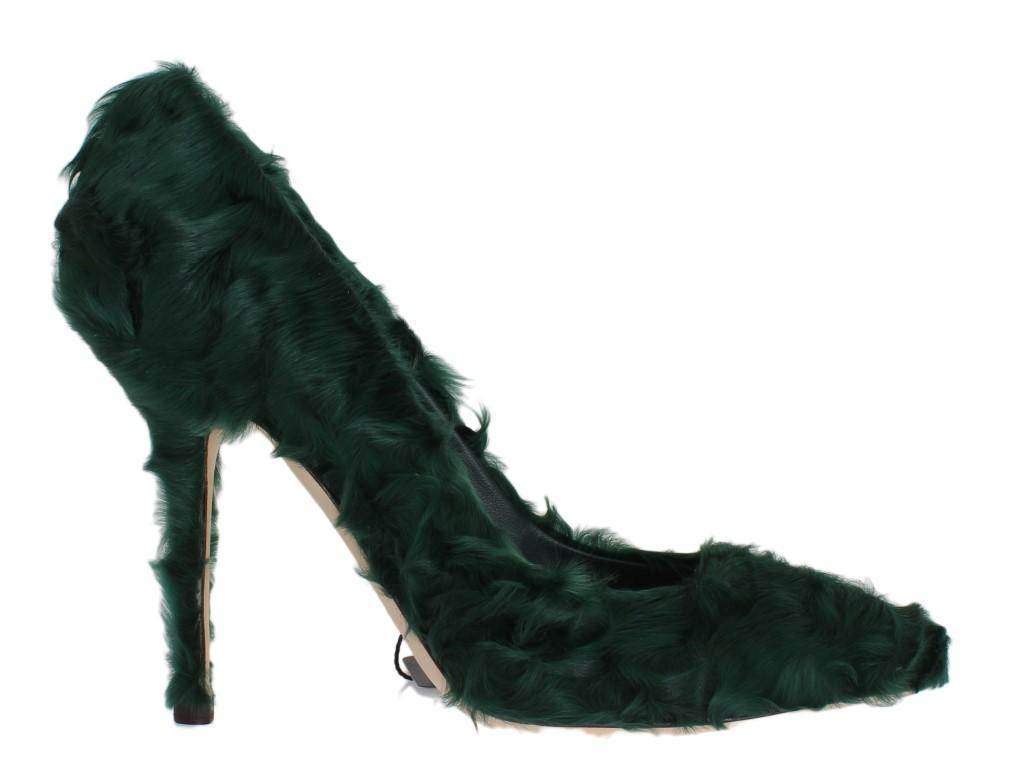 Dolce & Gabbana  Women Green Xiangao Lamb Fur Leather Pumps #women, Brand_Dolce & Gabbana, Catch, Dolce & Gabbana, EU40/US9.5, feed-agegroup-adult, feed-color-green, feed-gender-female, feed-size-US9.5, Gender_Women, Green, Kogan, Pumps - Women - Shoes at SEYMAYKA