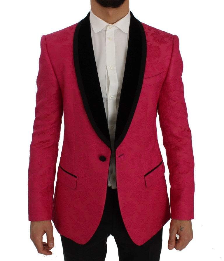 Dolce & Gabbana Pink Floral Brocade Slim Blazer Jacket #men, Blazers - Men - Clothing, Dolce & Gabbana, feed-agegroup-adult, feed-color-Pink, feed-gender-male, IT44 | XS, Pink at SEYMAYKA