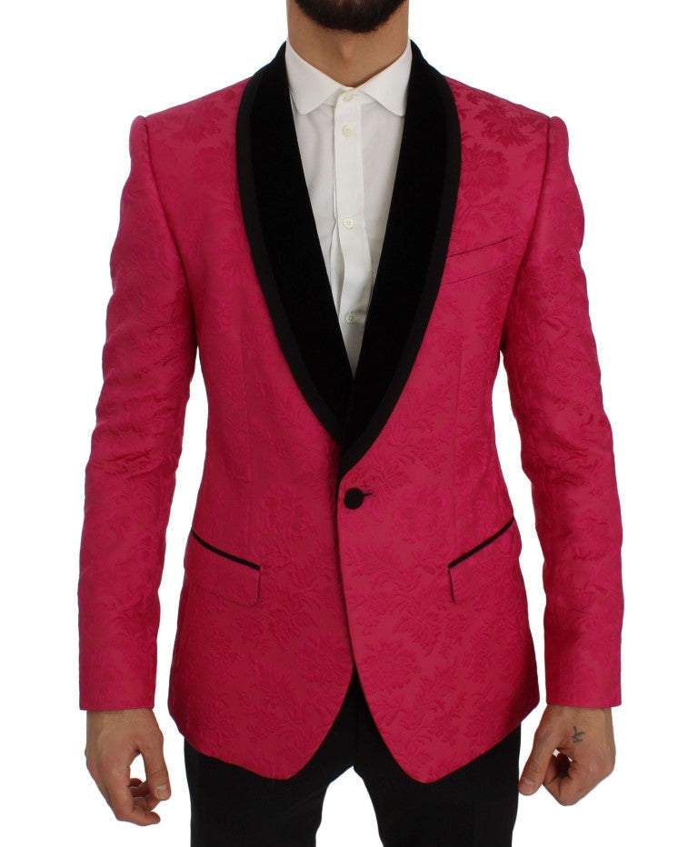 Dolce & Gabbana Pink Floral Brocade Slim Blazer Jacket #men, Blazers - Men - Clothing, Dolce & Gabbana, feed-agegroup-adult, feed-color-Pink, feed-gender-male, IT44 | XS, Pink at SEYMAYKA