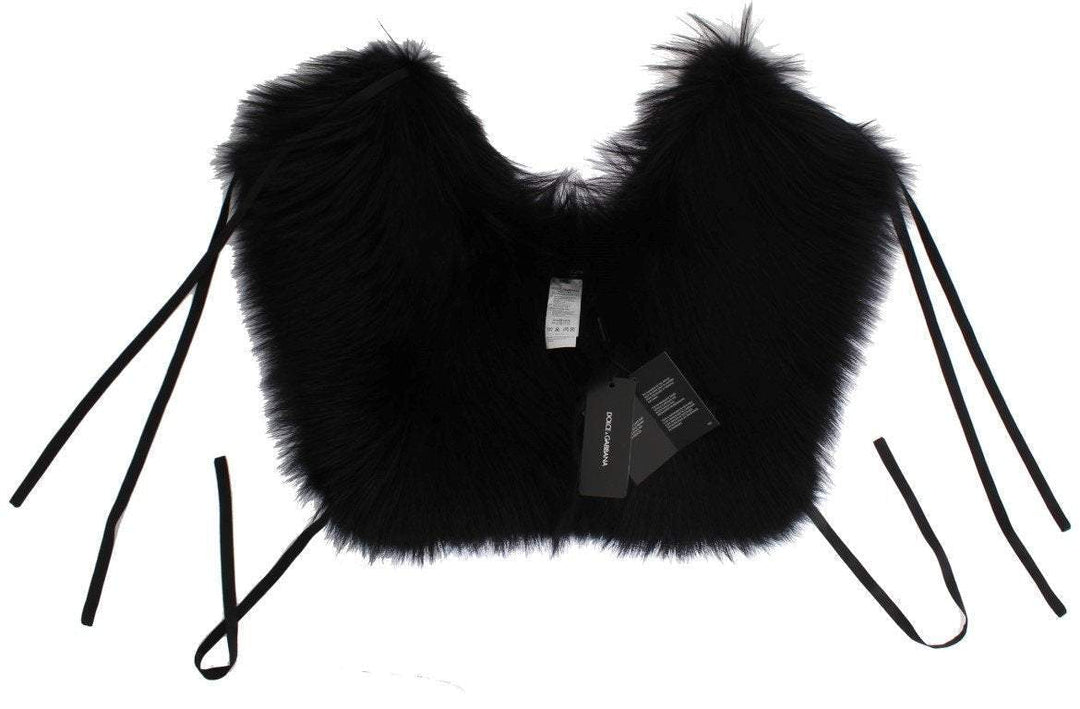 Dolce & Gabbana  Black Fox Fur Shoulder Wrap Cover Collar Scarf #women, Accessories - New Arrivals, Black, Brand_Dolce & Gabbana, Catch, Dolce & Gabbana, feed-agegroup-adult, feed-color-black, feed-gender-female, feed-size-L, feed-size-M, feed-size-S, Gender_Women, Kogan, L, M, S, Scarves - Women - Accessories at SEYMAYKA