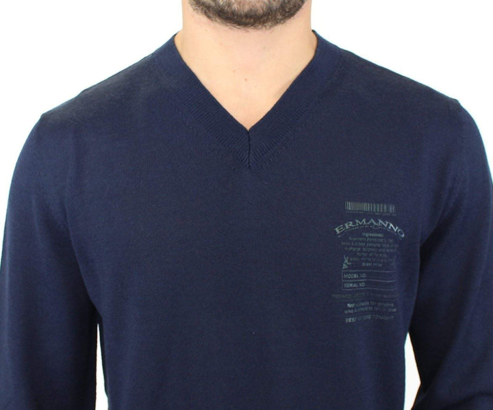 ERMANNO SCERVINO Men  Wool Blend V-neck Pullover Sweater #men, Blue, Catch, Ermanno Scervino, feed-agegroup-adult, feed-color-blue, feed-gender-male, feed-size-IT48 | M, feed-size-IT52 | L, feed-size-IT54 | XL, Gender_Men, IT48 | M, IT52 | L, IT54 | XL, Kogan, Sweaters - Men - Clothing at SEYMAYKA