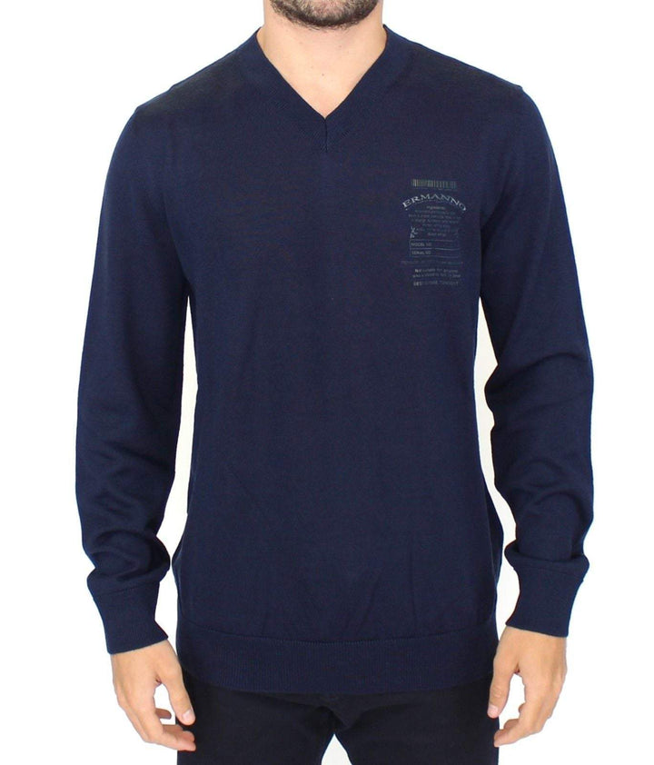 ERMANNO SCERVINO Men  Wool Blend V-neck Pullover Sweater #men, Blue, Catch, Ermanno Scervino, feed-agegroup-adult, feed-color-blue, feed-gender-male, feed-size-IT48 | M, feed-size-IT52 | L, feed-size-IT54 | XL, Gender_Men, IT48 | M, IT52 | L, IT54 | XL, Kogan, Sweaters - Men - Clothing at SEYMAYKA