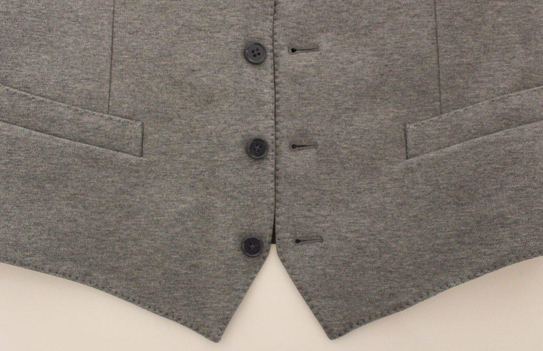 Dolce & Gabbana  Gray Cotton Stretch Dress Vest Blazer #men, Brand_Dolce & Gabbana, Catch, Dolce & Gabbana, feed-agegroup-adult, feed-color-gray, feed-gender-male, feed-size-IT44 | XS, Gender_Men, Gray, IT44 | XS, Kogan, Vests - Men - Clothing at SEYMAYKA