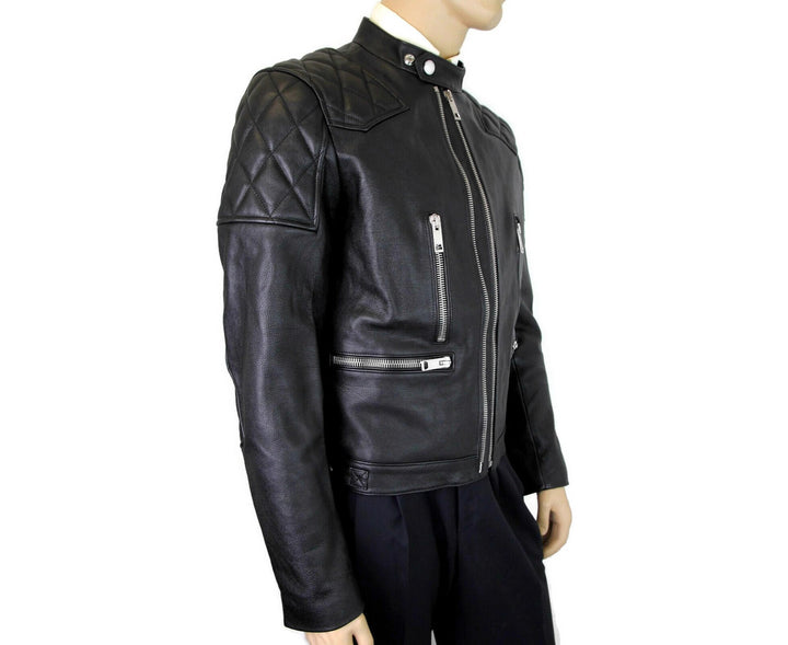 Burberry 's Black Leather Diamond Quilted Biker Jacket