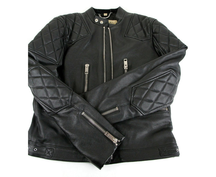 Burberry 's Black Leather Diamond Quilted Biker Jacket