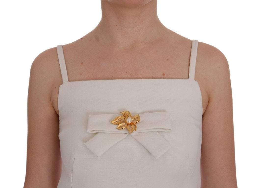 Dolce & Gabbana  White Wool Stretch Brooch Shift Dress #women, Brand_Dolce & Gabbana, Catch, Clothing_Dress, Dolce & Gabbana, Dresses - Women - Clothing, feed-agegroup-adult, feed-color-white, feed-gender-female, feed-size-IT36 | XS, feed-size-IT38 | S, feed-size-IT44|L, feed-size-IT46|XL, Gender_Women, IT36 | XS, IT38 | S, IT44|L, IT46|XL, Kogan, White, Women - New Arrivals at SEYMAYKA