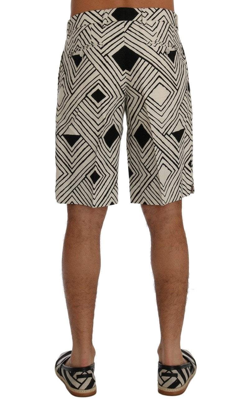 Dolce & Gabbana White Black Striped Casual Shorts #men, Black/White, Brand_Dolce & Gabbana, Catch, Dolce & Gabbana, feed-agegroup-adult, feed-color-black, feed-color-white, feed-gender-male, feed-size-IT46 | S, feed-size-IT52 | XL, feed-size-IT54 | XL, Gender_Men, IT46 | S, IT52 | XL, IT54 | XL, Kogan, Men - New Arrivals, Shorts - Men - Clothing at SEYMAYKA