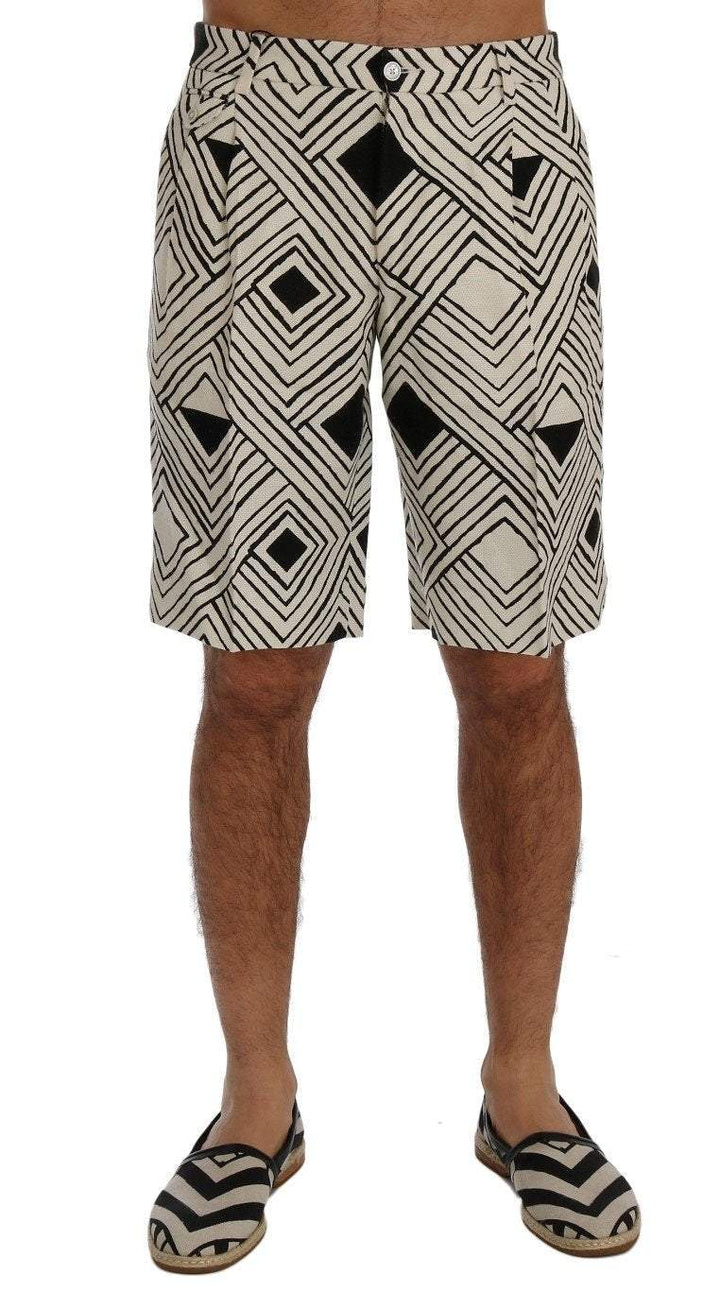 Dolce & Gabbana White Black Striped Casual Shorts #men, Black/White, Brand_Dolce & Gabbana, Catch, Dolce & Gabbana, feed-agegroup-adult, feed-color-black, feed-color-white, feed-gender-male, feed-size-IT46 | S, feed-size-IT52 | XL, feed-size-IT54 | XL, Gender_Men, IT46 | S, IT52 | XL, IT54 | XL, Kogan, Men - New Arrivals, Shorts - Men - Clothing at SEYMAYKA