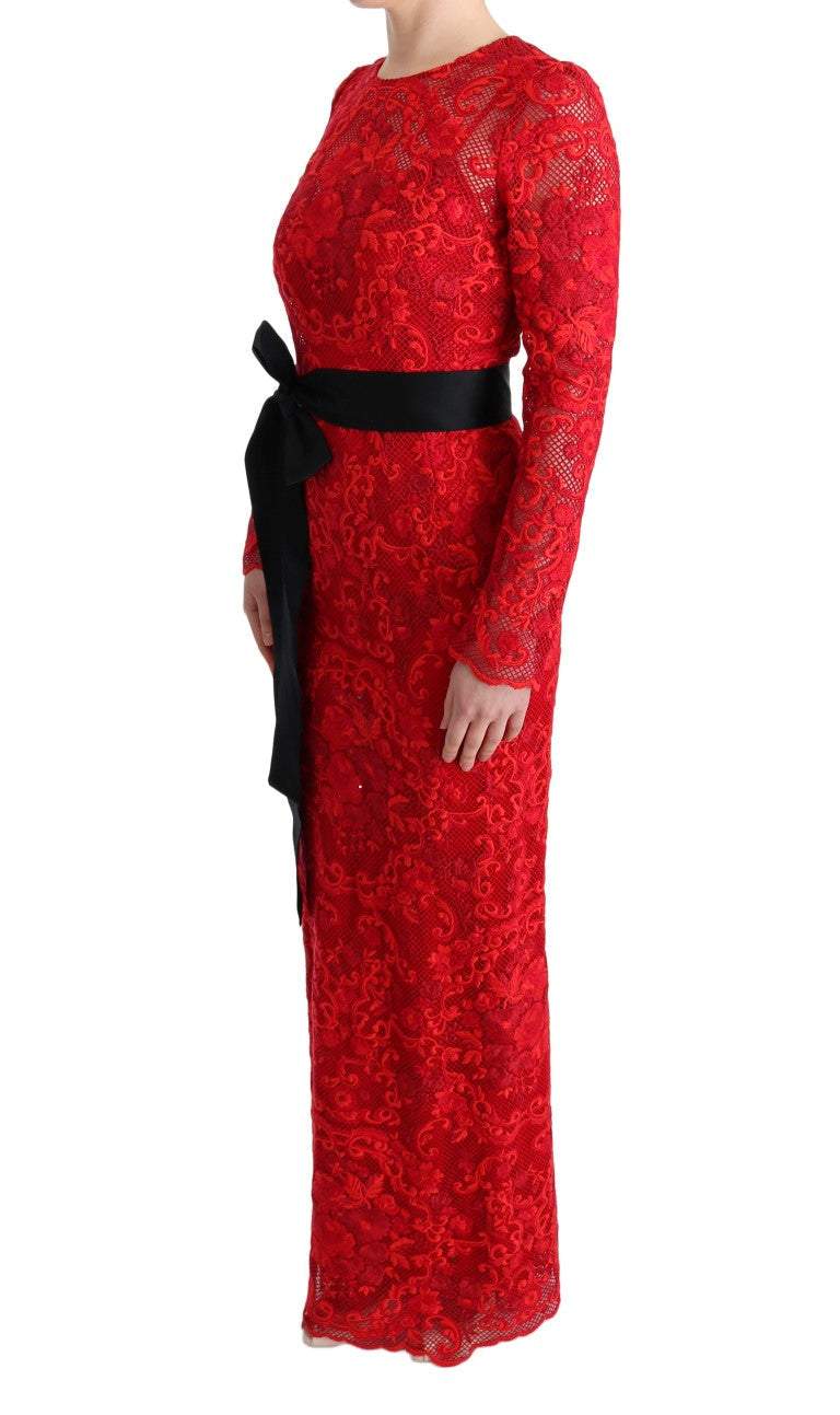 Dolce & Gabbana Red Floral Ricamo Sheath Long Dress Dolce & Gabbana, Dresses - Women - Clothing, feed-agegroup-adult, feed-color-Red, feed-gender-female, IT40|S, Red, Women - New Arrivals at SEYMAYKA