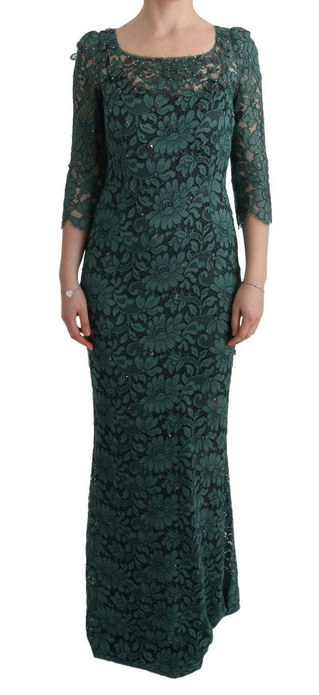 Dolce & Gabbana  Green Floral Crystal Ricamo Sheath Dress #women, Brand_Dolce & Gabbana, Catch, Clothing_Dress, Dolce & Gabbana, Dresses - Women - Clothing, feed-agegroup-adult, feed-color-green, feed-gender-female, feed-size-IT42|M, Gender_Women, Green, IT42|M, Kogan, Women - New Arrivals at SEYMAYKA