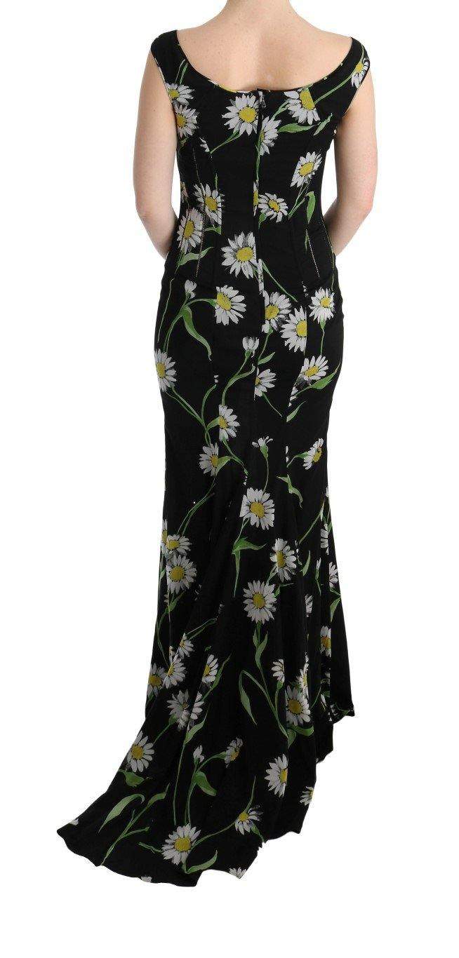 Dolce & Gabbana  Sunflower Silk Stretch Sheath Dress #women, Black, Brand_Dolce & Gabbana, Catch, Clothing_Dress, Dolce & Gabbana, Dresses - Women - Clothing, feed-agegroup-adult, feed-color-black, feed-gender-female, feed-size-IT36 | XS, feed-size-IT38|XS, feed-size-IT40|S, feed-size-IT42|M, feed-size-IT44|L, Gender_Women, IT36 | XS, IT38|XS, IT40|S, IT42|M, IT44|L, Kogan, Women - New Arrivals at SEYMAYKA