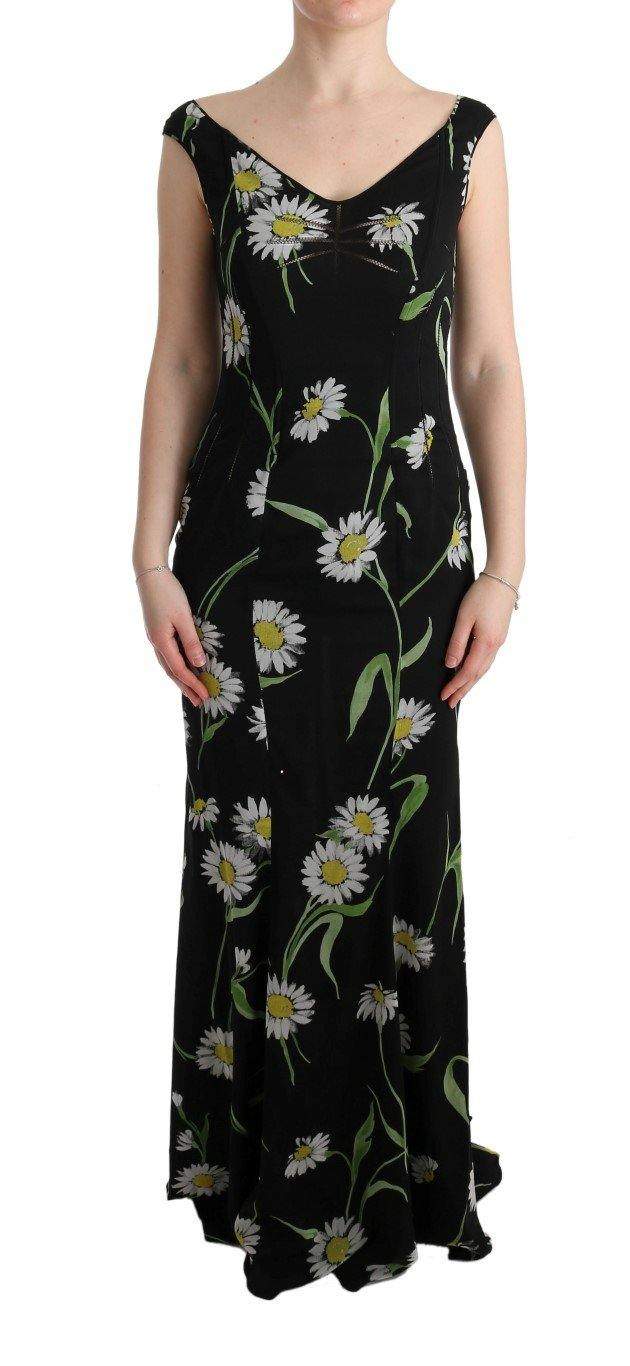 Dolce & Gabbana  Sunflower Silk Stretch Sheath Dress #women, Black, Brand_Dolce & Gabbana, Catch, Clothing_Dress, Dolce & Gabbana, Dresses - Women - Clothing, feed-agegroup-adult, feed-color-black, feed-gender-female, feed-size-IT36 | XS, feed-size-IT38|XS, feed-size-IT40|S, feed-size-IT42|M, feed-size-IT44|L, Gender_Women, IT36 | XS, IT38|XS, IT40|S, IT42|M, IT44|L, Kogan, Women - New Arrivals at SEYMAYKA