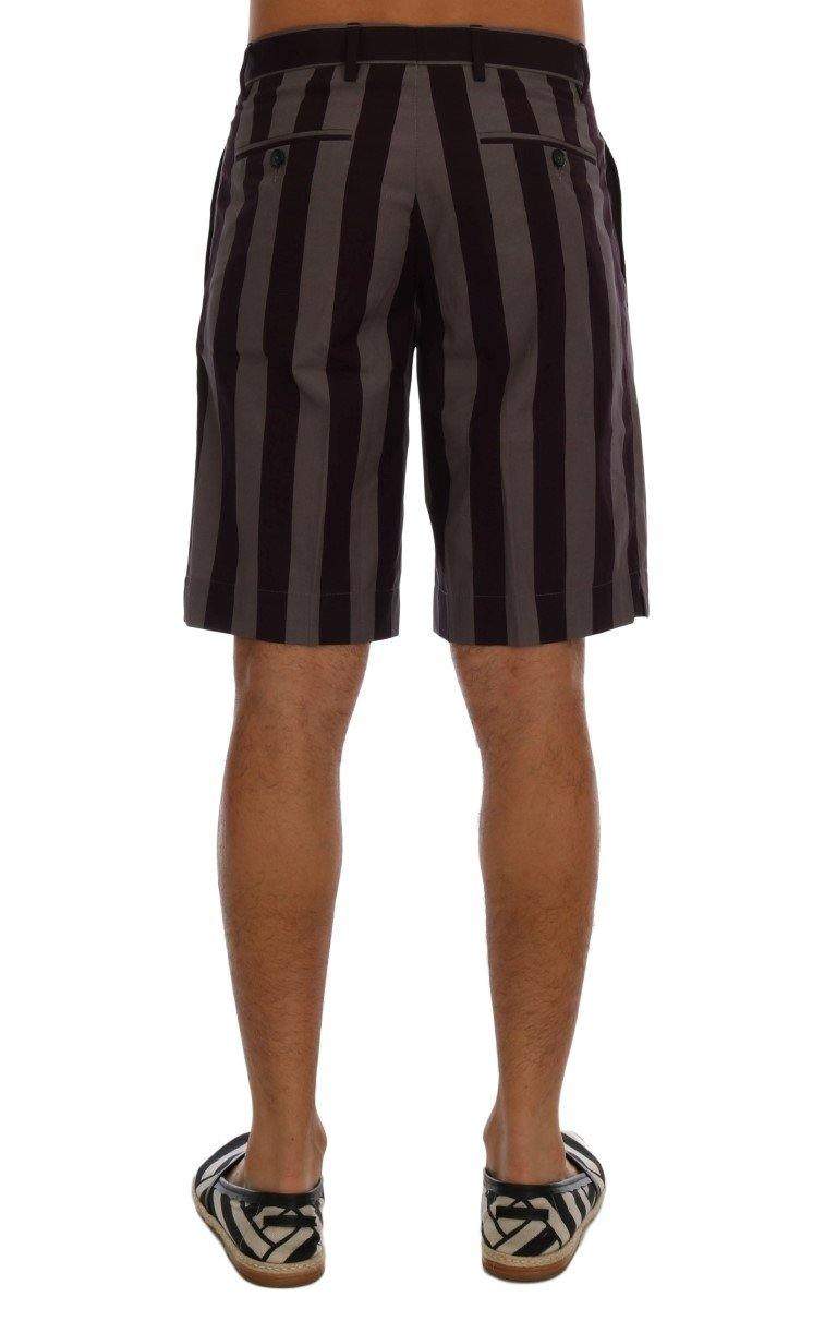 Dolce & Gabbana  Gray Purple Striped Cotton Shorts #men, Brand_Dolce & Gabbana, Catch, Dolce & Gabbana, feed-agegroup-adult, feed-color-multicolor, feed-gender-male, feed-size-IT44 | XS, Gender_Men, IT44 | XS, Jeans & Pants - Men - Clothing, Kogan, Men - New Arrivals, Multicolor at SEYMAYKA