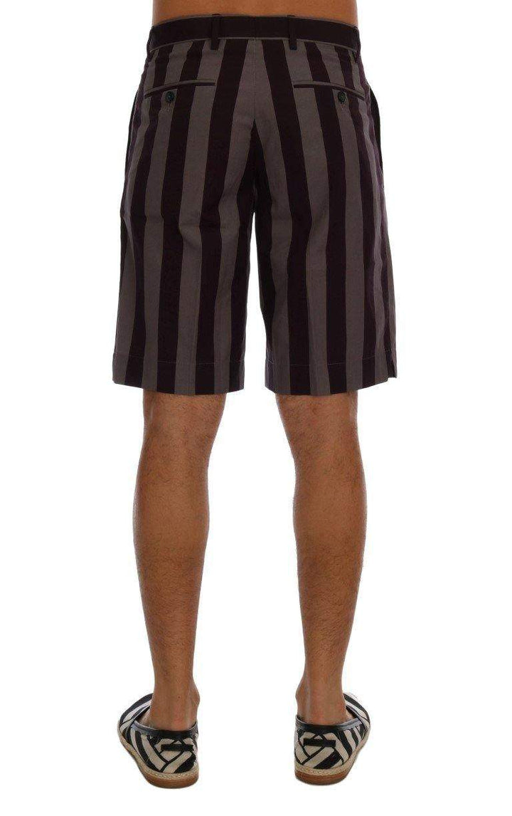 Dolce & Gabbana  Gray Purple Striped Cotton Shorts #men, Brand_Dolce & Gabbana, Catch, Dolce & Gabbana, feed-agegroup-adult, feed-color-multicolor, feed-gender-male, feed-size-IT44 | XS, Gender_Men, IT44 | XS, Jeans & Pants - Men - Clothing, Kogan, Men - New Arrivals, Multicolor at SEYMAYKA