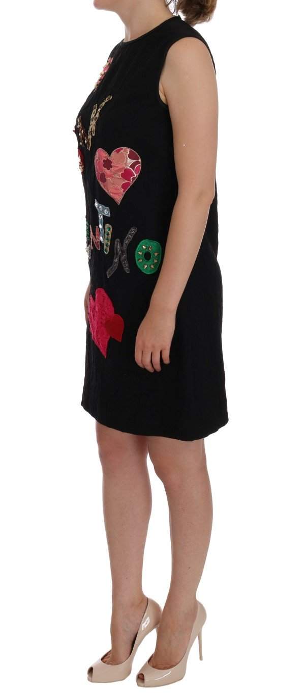 Dolce & Gabbana Black San Valentino Crystal Shift Dress #women, Black, Brand_Dolce & Gabbana, Catch, Clothing_Dress, Dolce & Gabbana, Dresses - Women - Clothing, feed-agegroup-adult, feed-color-black, feed-gender-female, feed-size-IT36 | XS, Gender_Women, IT36 | XS, IT40|S, Kogan, Women - New Arrivals at SEYMAYKA