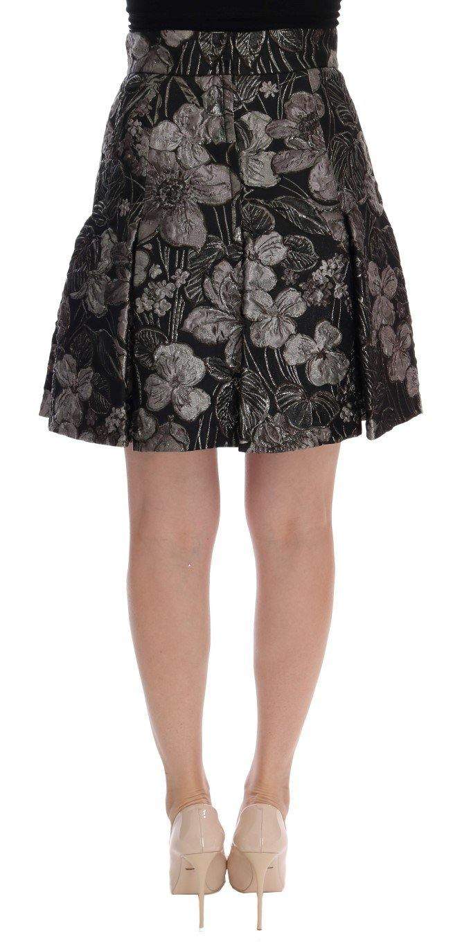 Dolce & Gabbana  Black Silver Brocade Floral Skirt #women, Black, Brand_Dolce & Gabbana, Catch, Dolce & Gabbana, feed-agegroup-adult, feed-color-black, feed-gender-female, feed-size-IT36 | XS, feed-size-IT42|M, feed-size-IT48|XXL, Gender_Women, IT36 | XS, IT42|M, IT48|XXL, Kogan, Skirts - Women - Clothing, Women - New Arrivals at SEYMAYKA