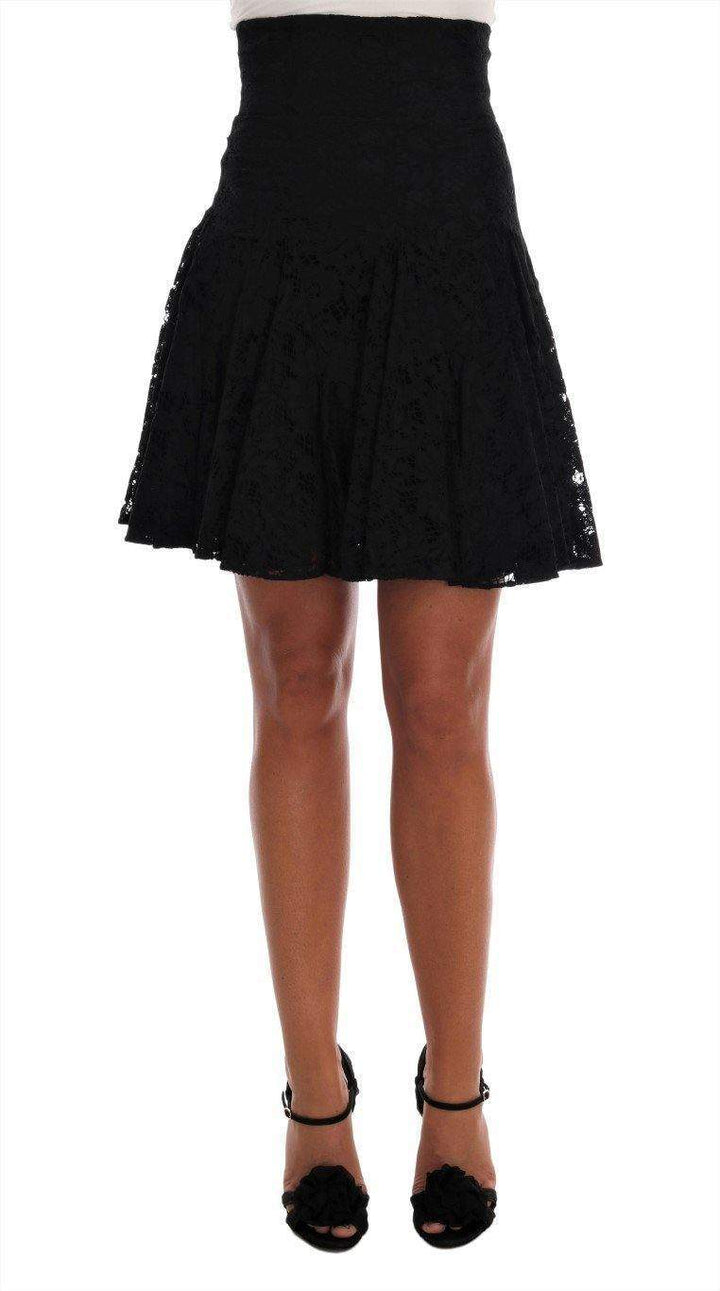 Dolce & Gabbana  Black Floral Cutout Lace A-Line Skirt #women, Black, Brand_Dolce & Gabbana, Catch, Dolce & Gabbana, feed-agegroup-adult, feed-color-black, feed-gender-female, feed-size-IT36 | XS, Gender_Women, IT36 | XS, Kogan, Skirts - Women - Clothing, Women - New Arrivals at SEYMAYKA