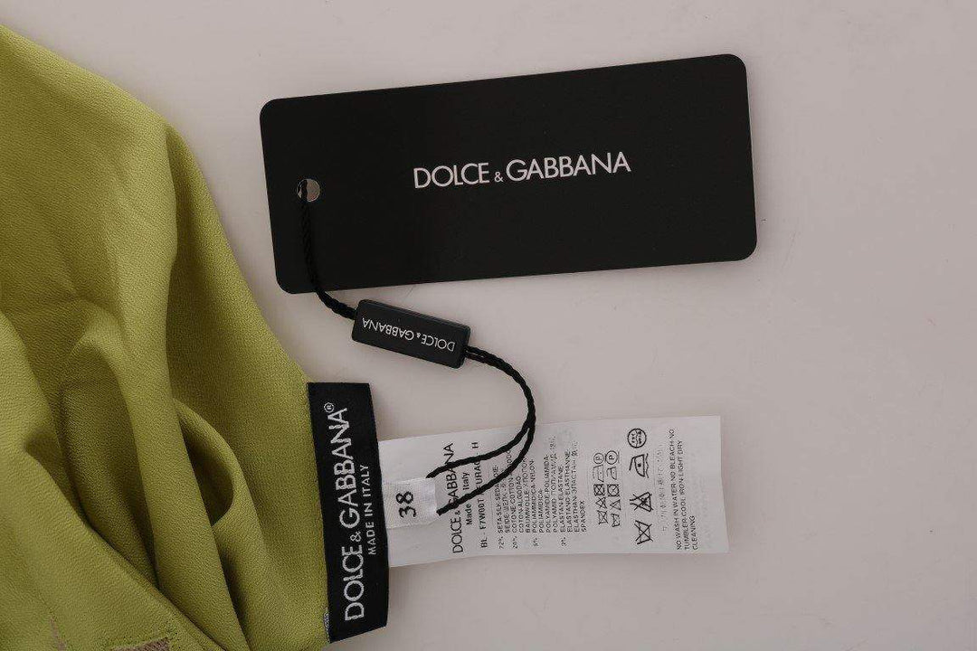 Dolce & Gabbana  Green Silk Stretch Blouse Top #women, Brand_Dolce & Gabbana, Catch, Dolce & Gabbana, feed-agegroup-adult, feed-color-green, feed-gender-female, feed-size-IT38|XS, feed-size-IT40|S, feed-size-IT42|M, Gender_Women, Green, IT38|XS, IT40|S, IT42|M, Kogan, Tops & T-Shirts - Women - Clothing, Women - New Arrivals at SEYMAYKA