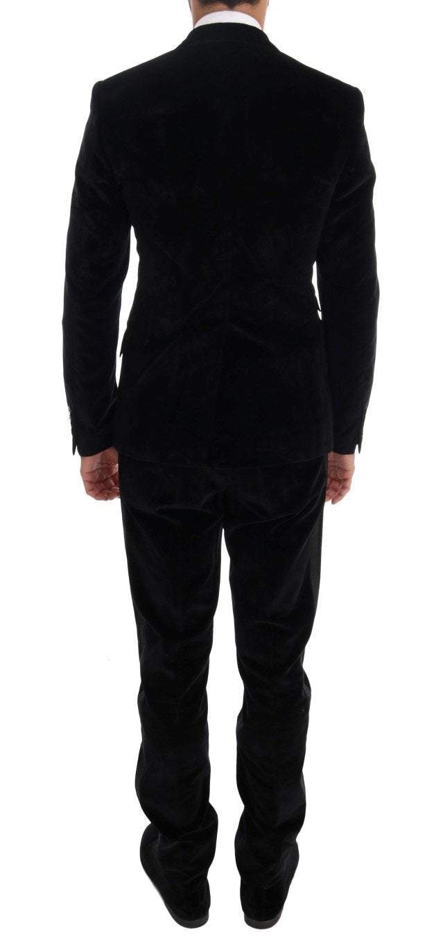 Dolce & Gabbana  Black Velvet Slim Double Breasted Suit #men, Black, Brand_Dolce & Gabbana, Catch, Dolce & Gabbana, feed-agegroup-adult, feed-color-black, feed-gender-male, feed-size-IT44 | XS, feed-size-IT48 | M, Gender_Men, IT44 | XS, IT48 | M, IT50 | L, Kogan, Men - New Arrivals, Suits - Men - Clothing at SEYMAYKA