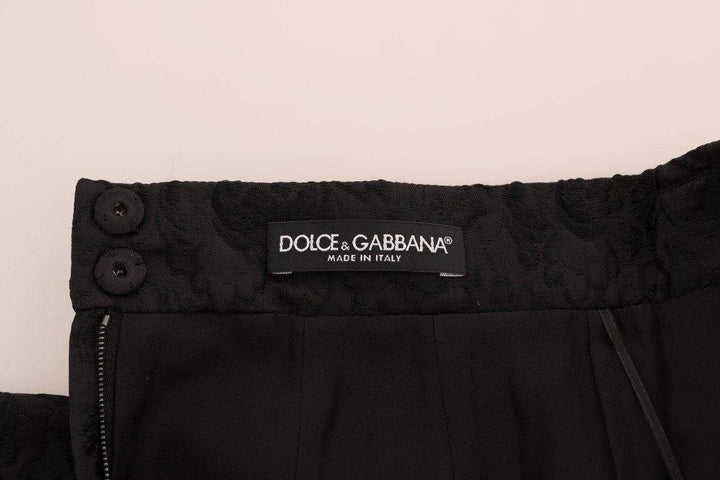 Dolce & Gabbana  Black Floral Jacquard Silk A-Line Skirt #women, Black, Brand_Dolce & Gabbana, Catch, Dolce & Gabbana, feed-agegroup-adult, feed-color-black, feed-gender-female, feed-size-IT36 | XS, Gender_Women, IT36 | XS, Kogan, Skirts - Women - Clothing, Women - New Arrivals at SEYMAYKA