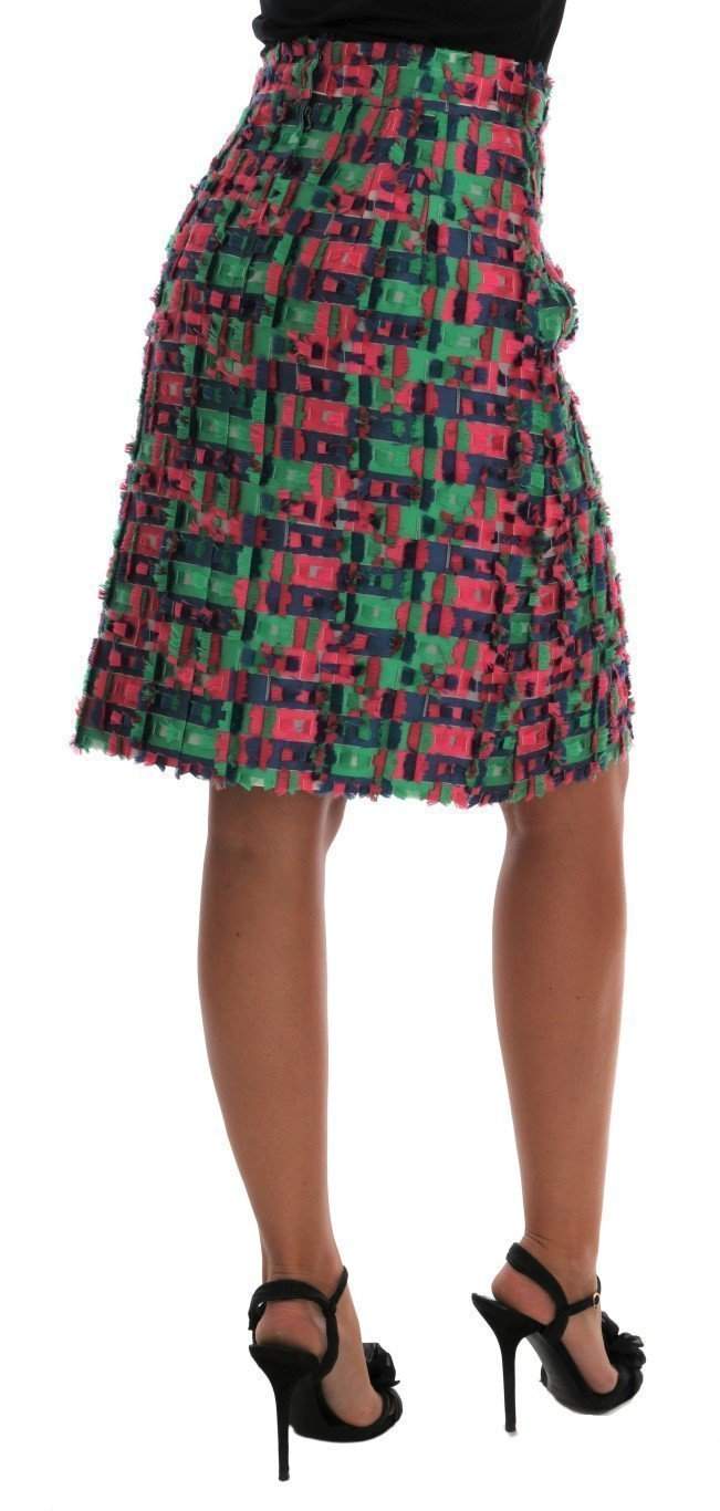 Dolce & Gabbana Pink Green Jacquard Pencil Skirt #women, Brand_Dolce & Gabbana, Catch, Dolce & Gabbana, feed-agegroup-adult, feed-color-multicolor, feed-gender-female, feed-size-IT38|XS, feed-size-IT40|S, feed-size-IT42|M, feed-size-IT44|L, Gender_Women, IT38|XS, IT40|S, IT42|M, IT44|L, Kogan, Multicolor, Skirts - Women - Clothing, Women - New Arrivals at SEYMAYKA