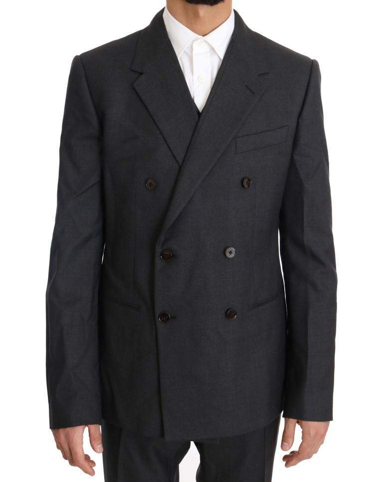 Dolce & Gabbana  Gray Wool Silk Double Breasted Slim Suit #men, Brand_Dolce & Gabbana, Catch, Dolce & Gabbana, feed-agegroup-adult, feed-color-gray, feed-gender-male, feed-size-IT50 | L, Gender_Men, Gray, IT50 | L, Kogan, Men - New Arrivals, Suits - Men - Clothing at SEYMAYKA