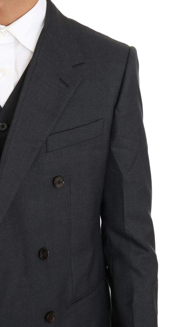 Dolce & Gabbana  Gray Wool Silk Double Breasted Slim Suit #men, Brand_Dolce & Gabbana, Catch, Dolce & Gabbana, feed-agegroup-adult, feed-color-gray, feed-gender-male, feed-size-IT50 | L, Gender_Men, Gray, IT50 | L, Kogan, Men - New Arrivals, Suits - Men - Clothing at SEYMAYKA