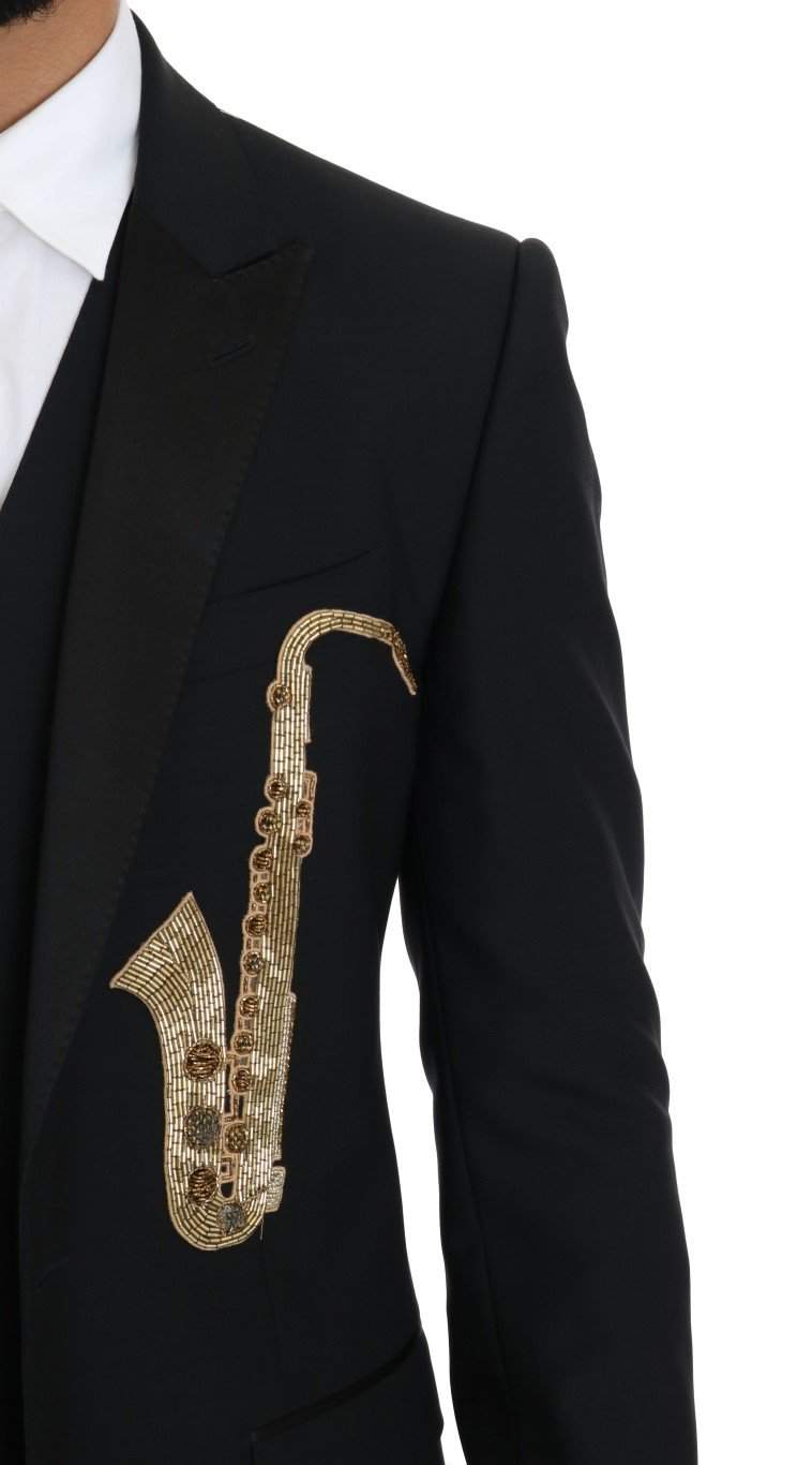 Dolce & Gabbana  Black Wool Silk Saxophone Slim Fit Suit #men, Black, Brand_Dolce & Gabbana, Catch, Dolce & Gabbana, feed-agegroup-adult, feed-color-black, feed-gender-male, feed-size-IT46 | S, Gender_Men, IT46 | S, Kogan, Men - New Arrivals, Suits - Men - Clothing at SEYMAYKA