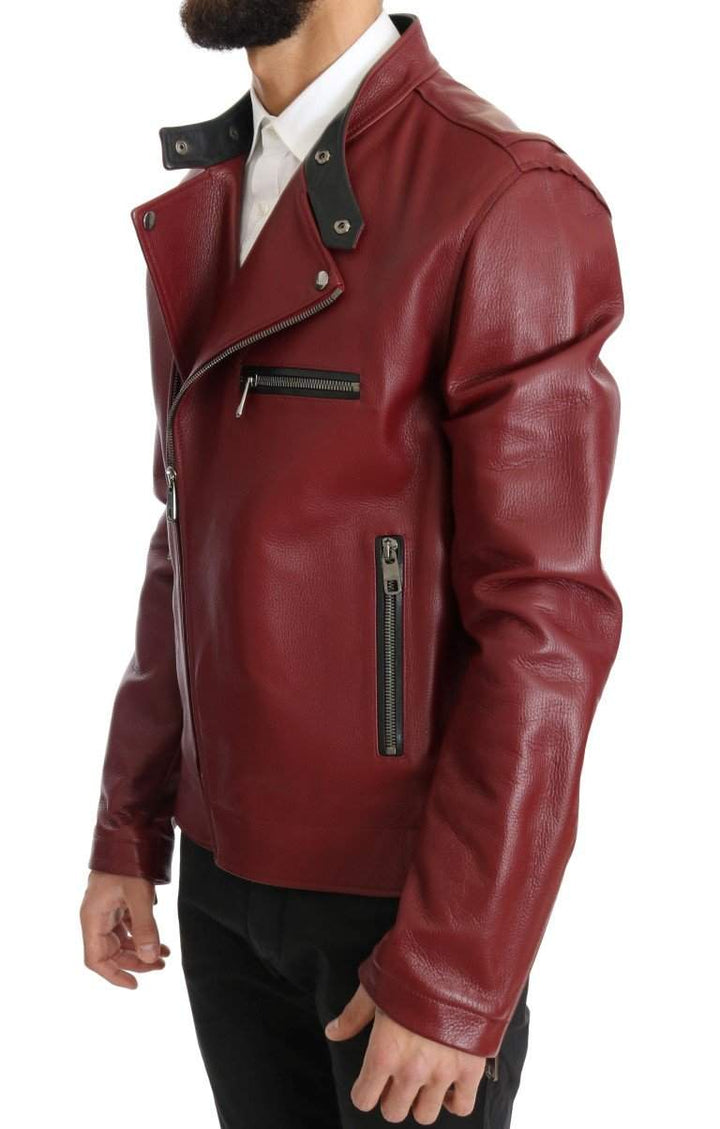 Dolce & Gabbana  Red Leather Deerskin Jacket #men, Brand_Dolce & Gabbana, Catch, Dolce & Gabbana, feed-agegroup-adult, feed-color-red, feed-gender-male, feed-size-IT44 | XS, feed-size-IT50 | L, Gender_Men, IT44 | XS, IT50 | L, Jackets - Men - Clothing, Kogan, Men - New Arrivals, Red at SEYMAYKA