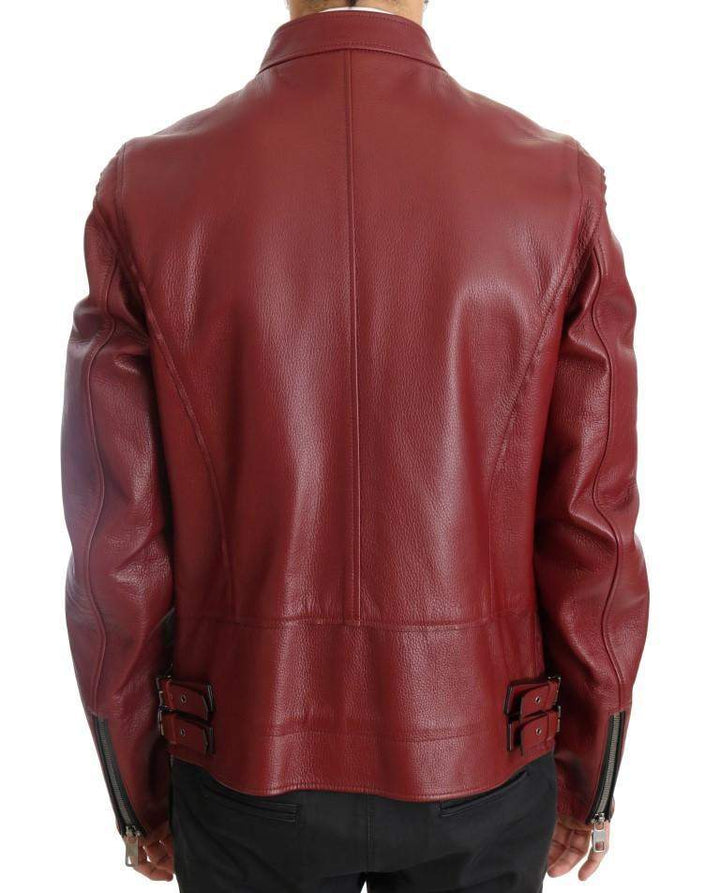 Dolce & Gabbana  Red Leather Deerskin Jacket #men, Brand_Dolce & Gabbana, Catch, Dolce & Gabbana, feed-agegroup-adult, feed-color-red, feed-gender-male, feed-size-IT44 | XS, feed-size-IT50 | L, Gender_Men, IT44 | XS, IT50 | L, Jackets - Men - Clothing, Kogan, Men - New Arrivals, Red at SEYMAYKA