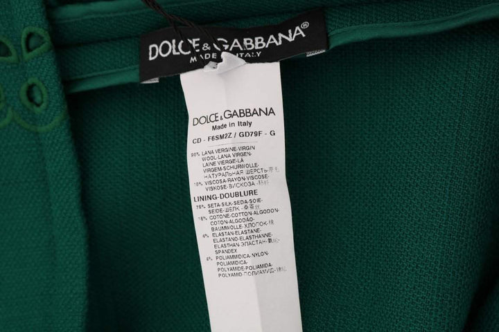 Dolce & Gabbana  Green Floral Cutout Silk Wool Dress #women, Brand_Dolce & Gabbana, Catch, Clothing_Dress, Dolce & Gabbana, Dresses - Women - Clothing, feed-agegroup-adult, feed-color-green, feed-gender-female, feed-size-IT38|XS, feed-size-IT40|S, feed-size-IT42|M, Gender_Women, Green, IT38|XS, IT40|S, IT42|M, Kogan, Women - New Arrivals at SEYMAYKA