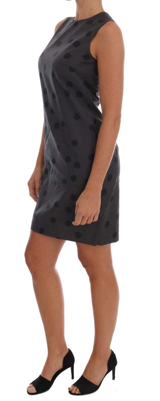 Dolce & Gabbana  Gray Polka Dotted Sheath Wool Dress #women, Brand_Dolce & Gabbana, Catch, Clothing_Dress, Dolce & Gabbana, Dresses - Women - Clothing, feed-agegroup-adult, feed-color-gray, feed-gender-female, feed-size-IT38|XS, Gender_Women, Gray, IT38|XS, Kogan, Women - New Arrivals at SEYMAYKA