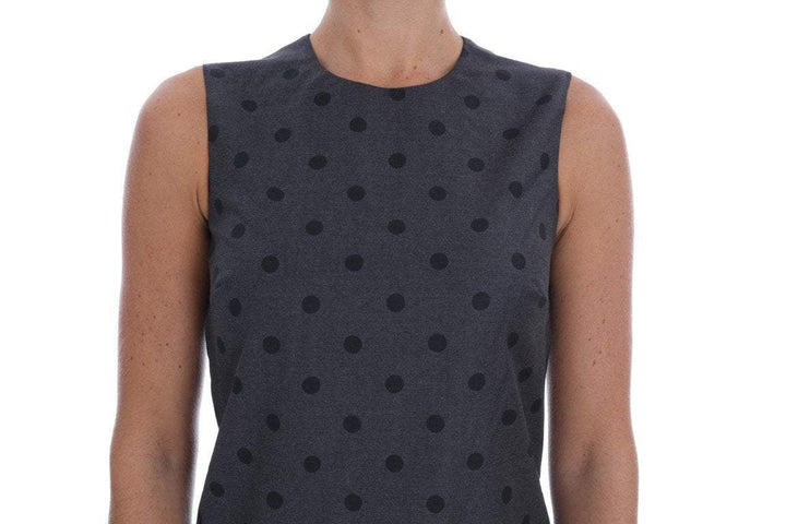 Dolce & Gabbana  Gray Polka Dotted Sheath Wool Dress #women, Brand_Dolce & Gabbana, Catch, Clothing_Dress, Dolce & Gabbana, Dresses - Women - Clothing, feed-agegroup-adult, feed-color-gray, feed-gender-female, feed-size-IT40|S, Gender_Women, Gray, IT40|S, Kogan, Women - New Arrivals at SEYMAYKA