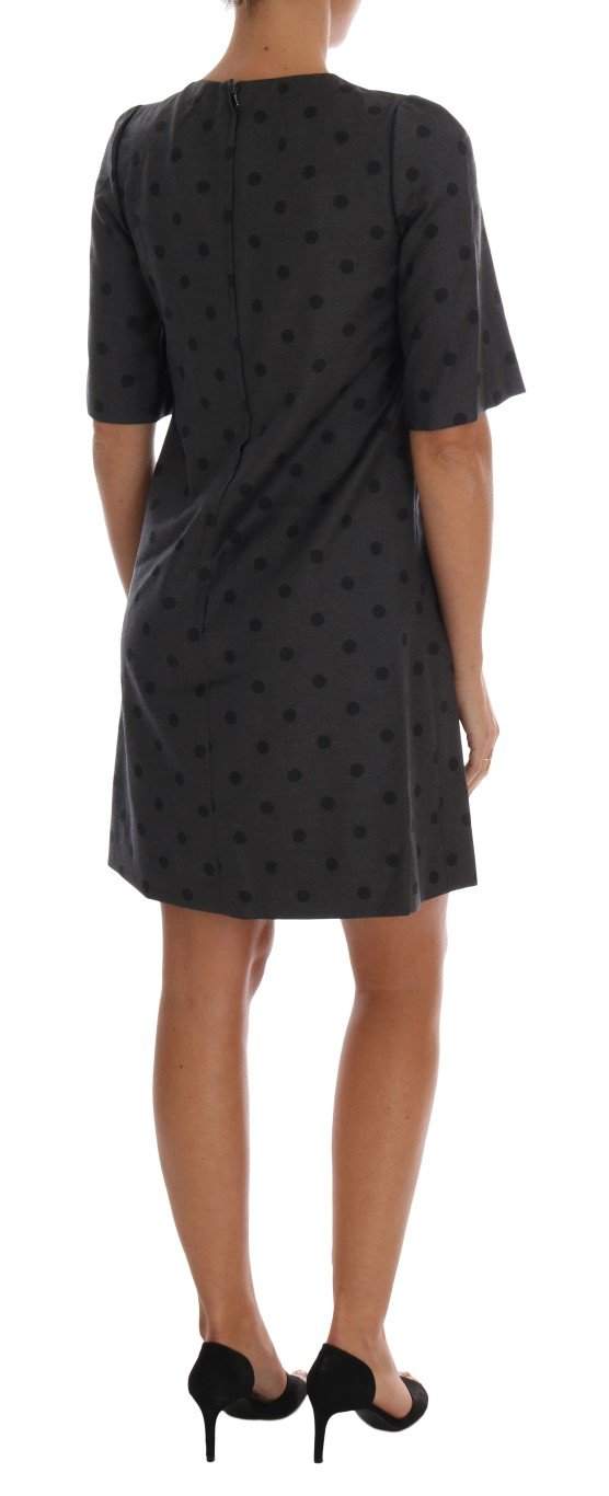 Dolce & Gabbana  Gray Polka Dotted Sheath Wool Dress #women, Brand_Dolce & Gabbana, Catch, Clothing_Dress, Dolce & Gabbana, Dresses - Women - Clothing, feed-agegroup-adult, feed-color-gray, feed-gender-female, feed-size-IT40|S, Gender_Women, Gray, IT40|S, Kogan, Women - New Arrivals at SEYMAYKA