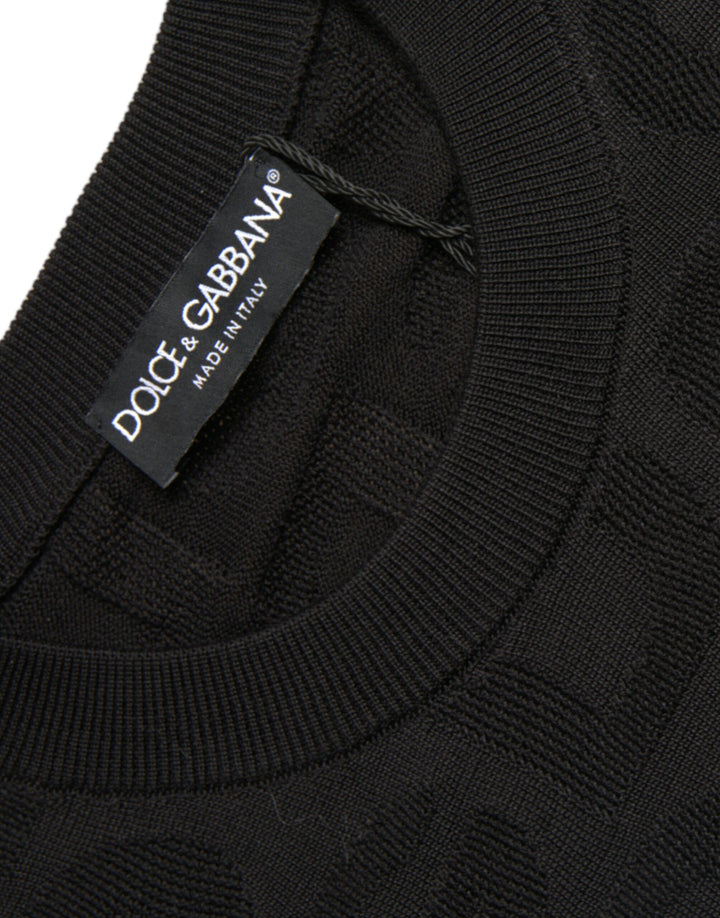 Dolce & Gabbana Black Silk Crew Neck Men Pullover Sweater