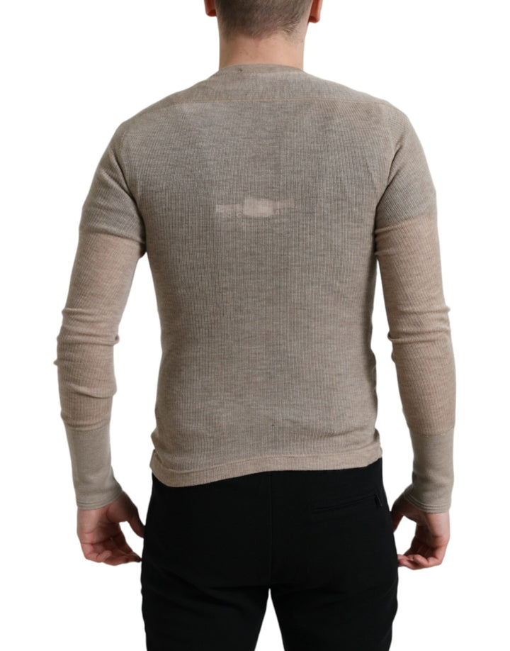 Dolce & Gabbana Henley Pullover Beige Cashmere Sweater