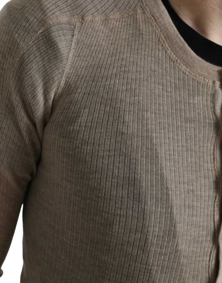 Dolce & Gabbana Henley Pullover Beige Cashmere Sweater