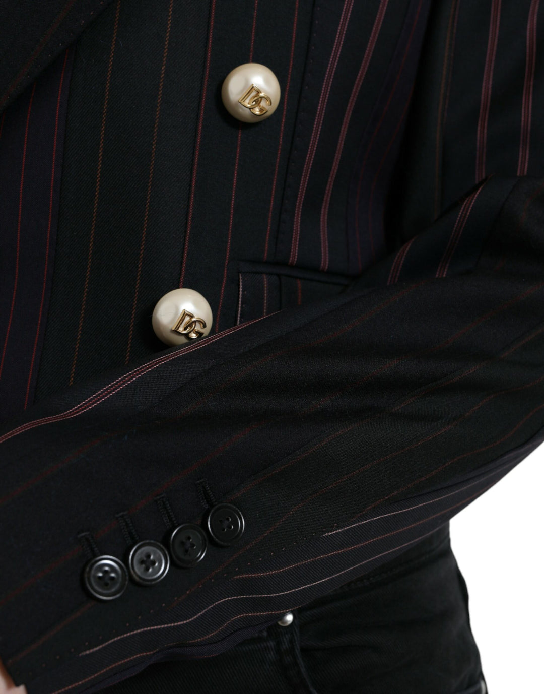 Dolce & Gabbana Black Striped SICILIA Double Breasted Jacket