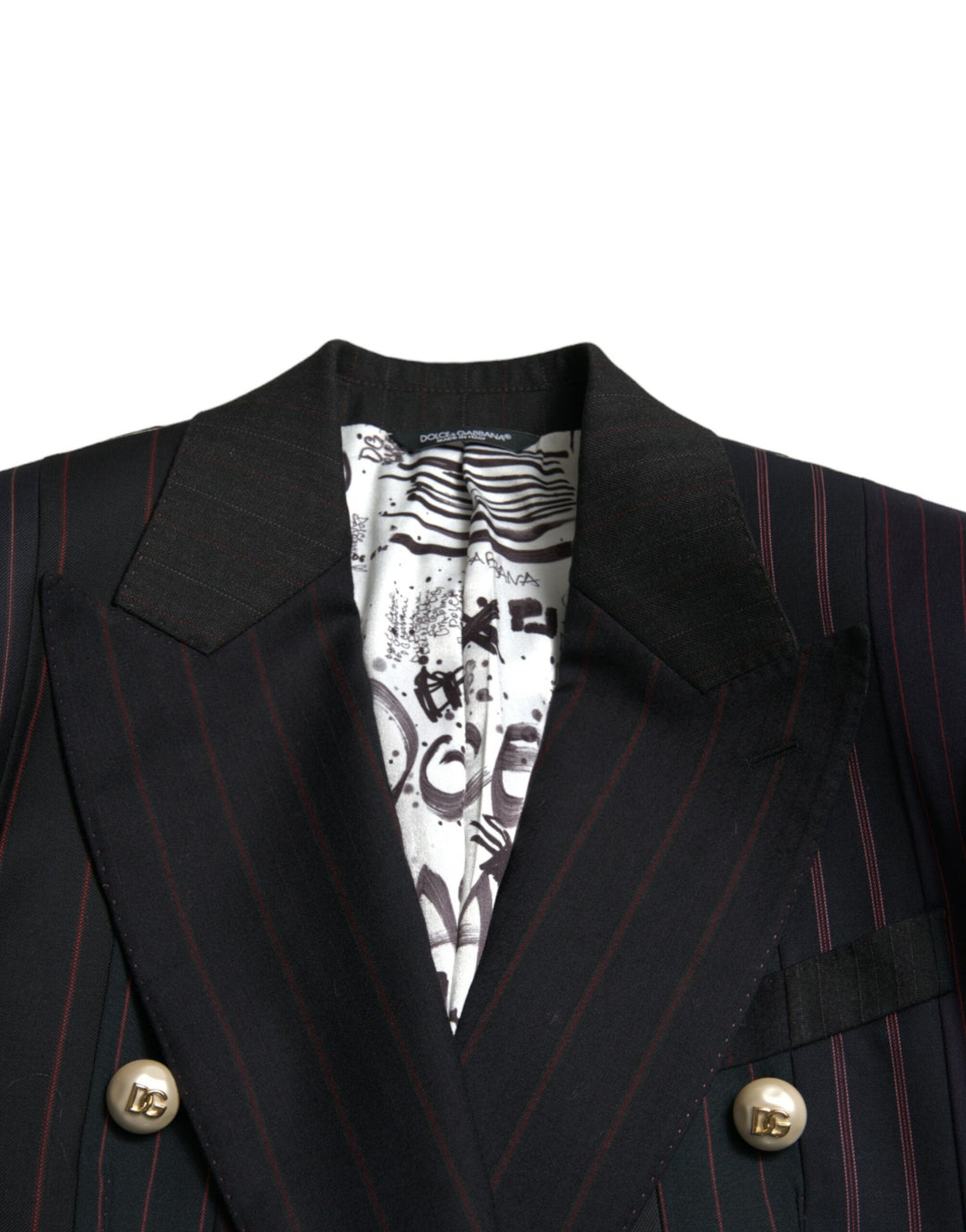 Dolce & Gabbana Black Striped SICILIA Double Breasted Jacket