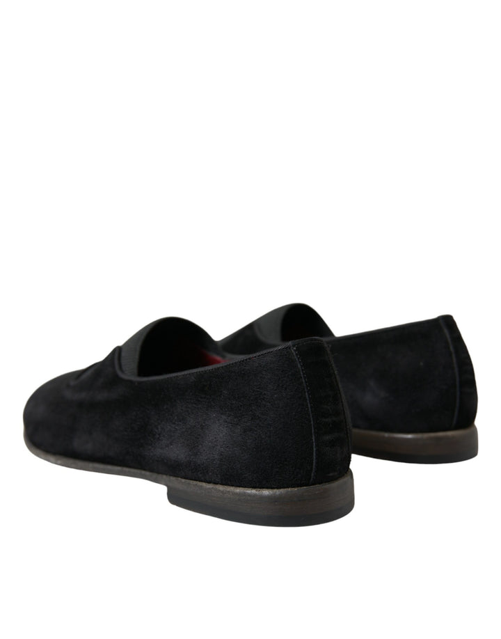 Dolce & Gabbana Black RUNWAY Velour AMALFI Loafers Shoes