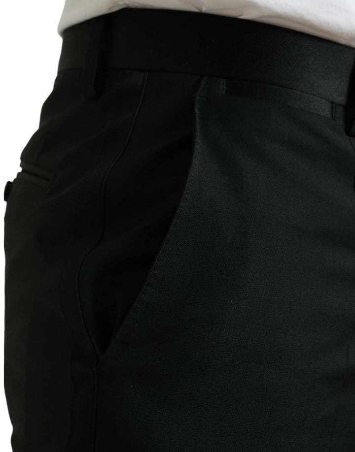 Dolce & Gabbana Black Wool Slim Fit Formal Trouser Dress Pants