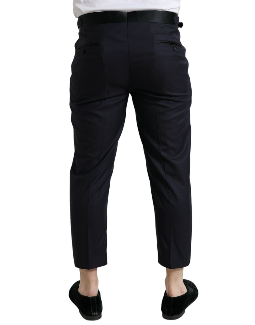 Dolce & Gabbana Blue Wool Cropped Tapered Pants