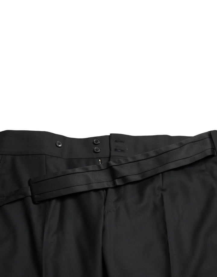 Dolce & Gabbana Black Wool Slim Fit Formal Trouser Dress Pants