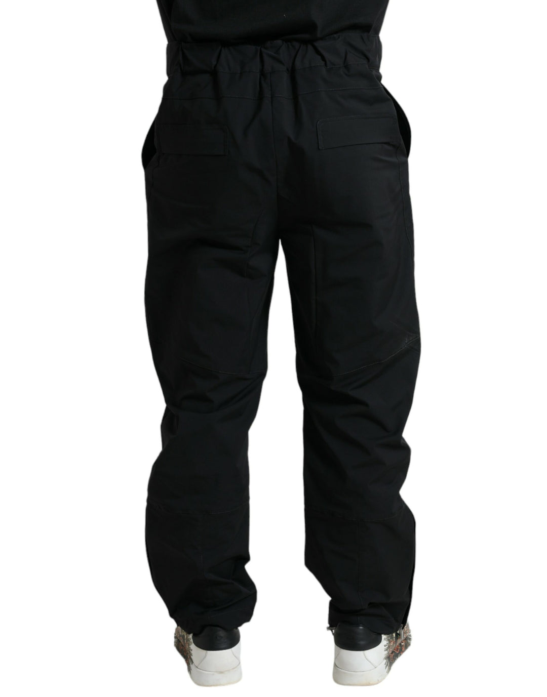 Dolce & Gabbana Black Polyester Logo Straight Pants