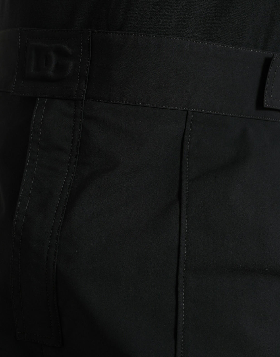 Dolce & Gabbana Black Polyester Logo Straight Pants