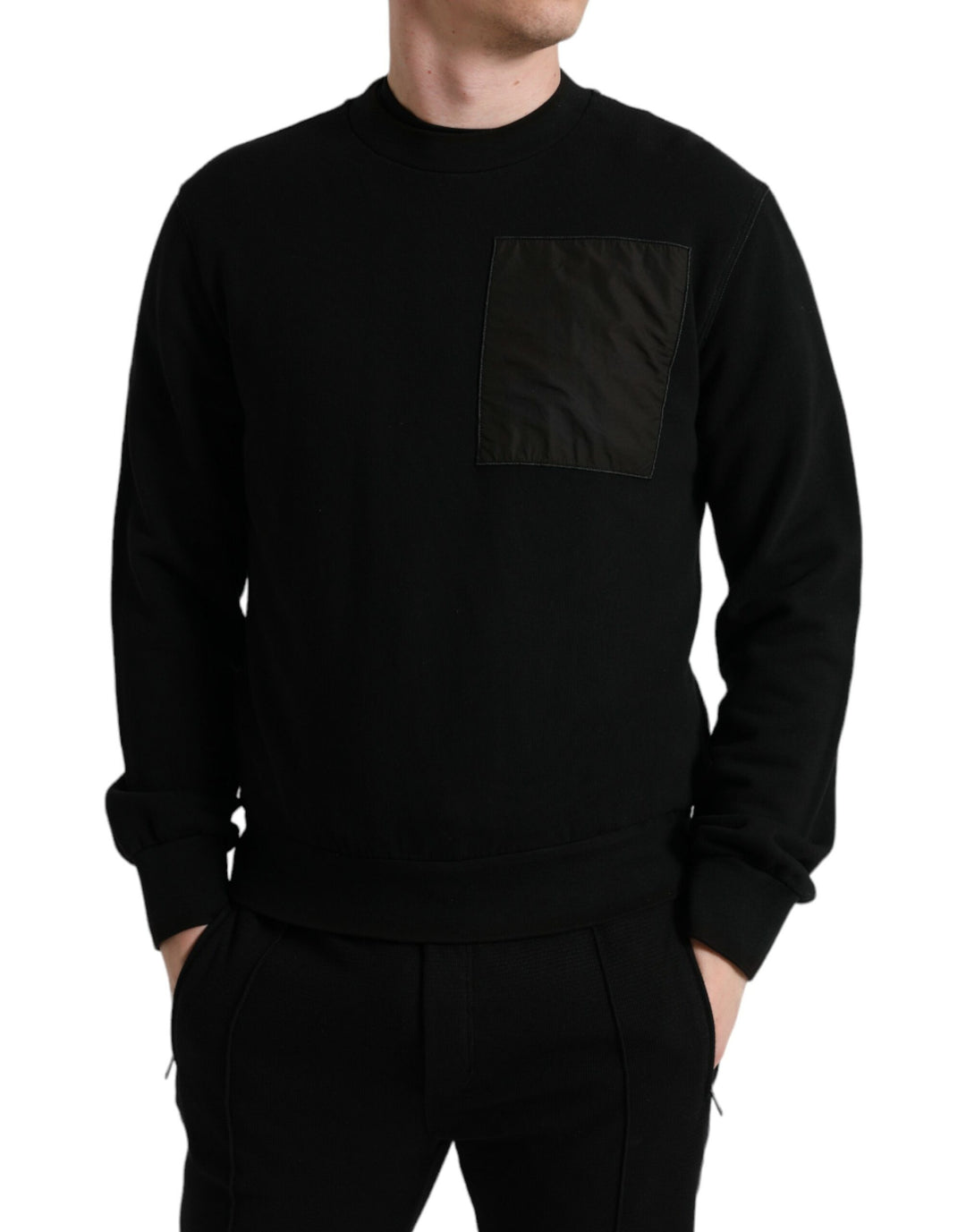 Dolce & Gabbana Black Cotton Crew Neck Men Pullover Sweater