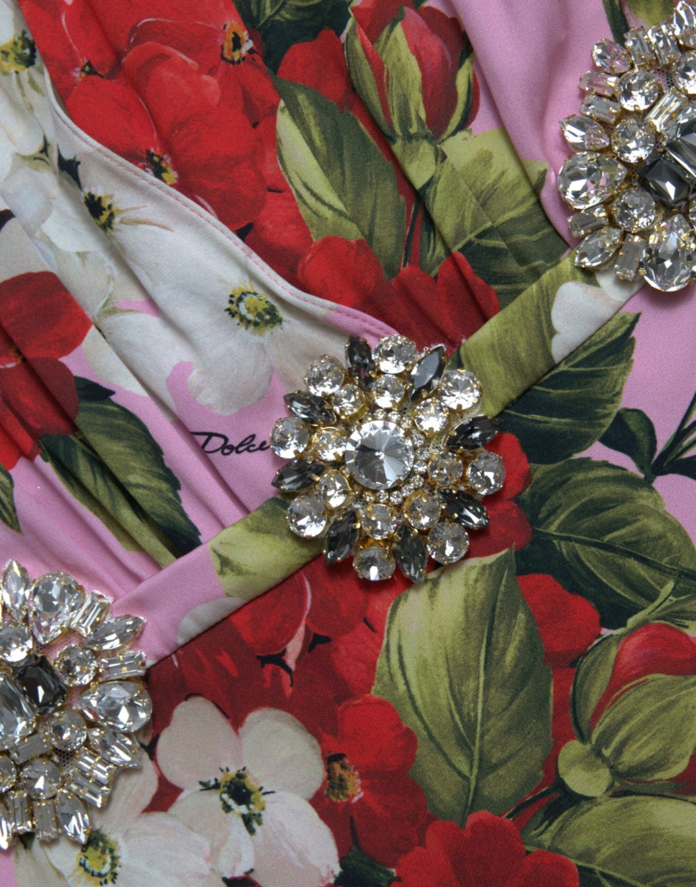 Dolce & Gabbana Multicolor Floral Crystal Embellished A-line Dress