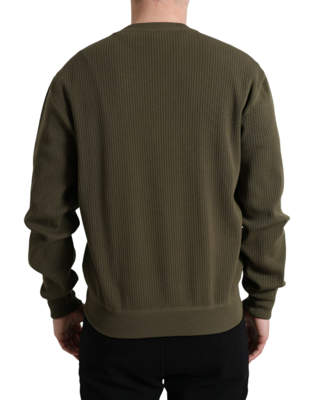 Dolce & Gabbana Green Cotton Crew Neck Men Pullover Sweater