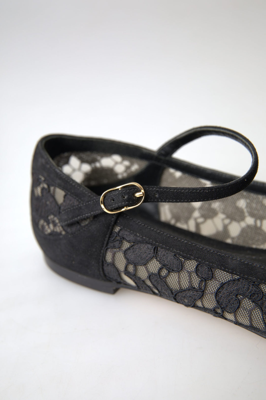 Dolce & Gabbana Black Lace Loafers Ballerina Flats Shoes