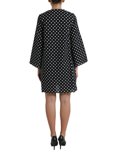 Dolce & Gabbana Black White Polka Dot Nylon Shift Mini Dress